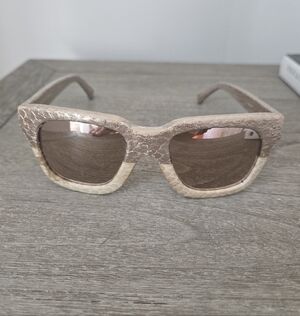 Linda Farrow Textured Gold and Cream Sunglasses